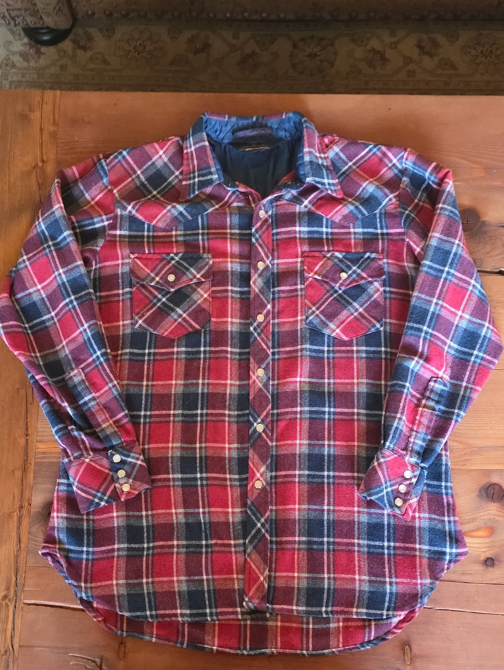 Vintage The Western Hunter Men's Plaid Shirt Fabric Imported From Italy Size L